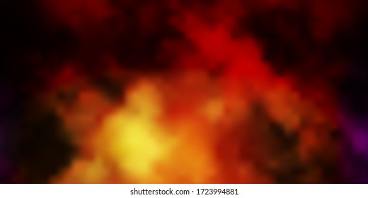 Dark Multicolor vector texture with cloudy sky. Gradient illustration with colorful sky, clouds. Template for landing pages.