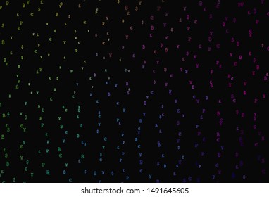 Dark Multicolor vector texture with colored currency signs. Blurred design in simple style with symbols of currency. Template for ads of currency markets, bank loans.
