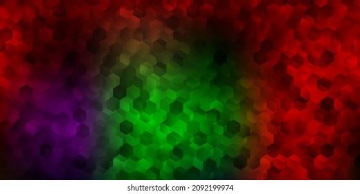 Dunkle mehrfarbige Vektorstruktur mit bunten Hexagons. Klare abstrakte Illustration mit farbigen Farbverlauf-Hexagons. Eine einfache Ergänzung zu Ihrem Design.
