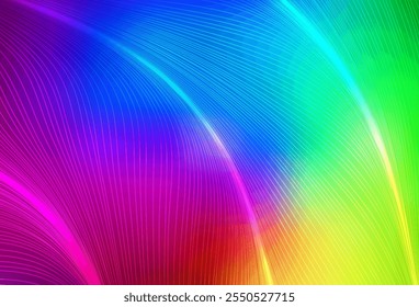 Dark Multicolor vector texture with curved lines. Colorful abstract illustration with gradient lines. Texture for booklets, leaflets.