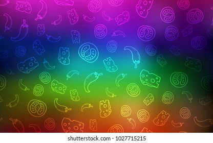 Dark Multicolor vector texture with delicious snacks. Beautiful colored illustration with food in doodle style. Design for ad, poster, banner of cafes or restaurants.
