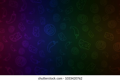 Dark Multicolor vector texture with delicious snacks. Glitter abstract sketch with gourmet food. Pattern for ad, booklets, leaflets of restaurants.