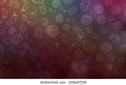 Dark Multicolor vector texture with delicious snacks. Beautiful colored illustration with food in doodle style. Template for meal cooking in kitchen.