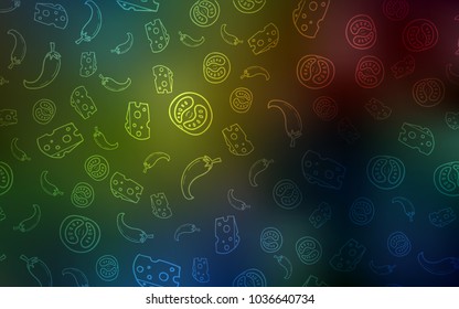 Dark Multicolor vector texture with delicious snacks. Decorative shining illustration with food on abstract template. Template for meal cooking in kitchen.
