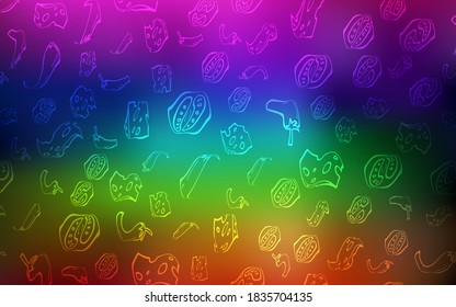 Dark Multicolor vector texture with delicious snacks. Beautiful colored illustration with food in doodle style. Design for ad, poster, banner of cafes or restaurants.