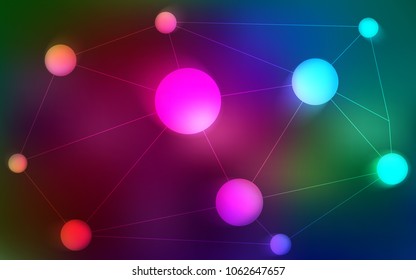 Dark Multicolor vector texture with disks, lines. Modern abstract colorful illustration with spheres and lines. New design for ad, poster, banner of your website.