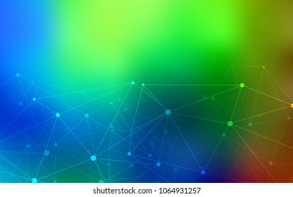 Dark Multicolor vector texture with disks, lines. Glitter abstract illustration with connection of triangle structure. Beautiful design for your business advert.