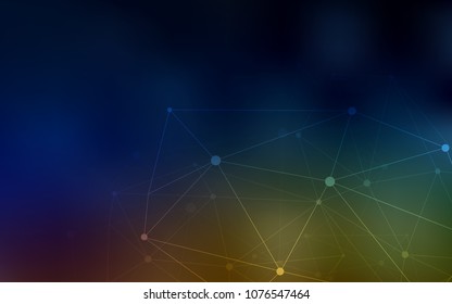 Dark Multicolor vector texture with disks, lines. Glitter abstract illustration with connection of triangle structure. New design for ad, poster, banner of your website.