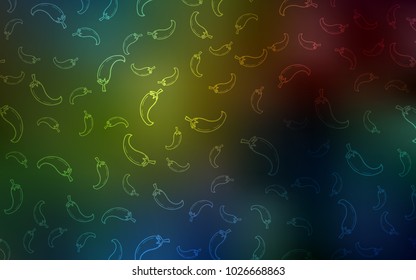 Dark Multicolor vector texture with hot peppers. Glitter abstract sketch with hot peppers. Pattern for ad, booklets, leaflets of restaurants.