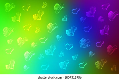 Dark Multicolor vector texture with lovely hearts. Decorative shining illustration with hearts on abstract template. Design for ad, poster, banner of Valentine Day.