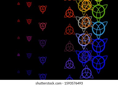 Dark Multicolor vector texture with religion symbols. Colorful mystic symbols with a gradient in ancient style. Best design halloween events.