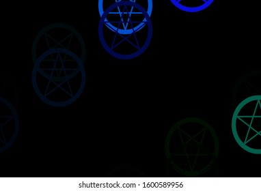 Dark Multicolor vector texture with religion symbols. Retro design in abstract style with witchcraft forms. Background for esoteric, mystic designs.