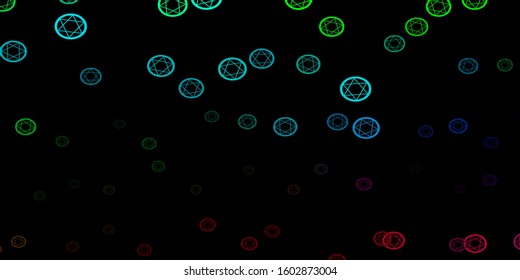 Dark Multicolor vector texture with religion symbols. Illustration with magical signs of spiritual power. Design for magic, spiritual events.