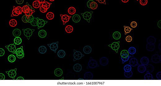 Dark Multicolor vector texture with religion symbols. Abstract illustration with gothic gradient shapes. Simple design for occult depiction.