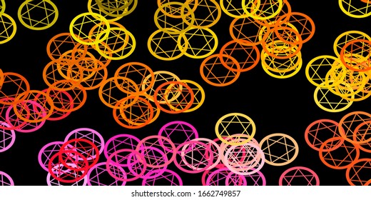 Dark Multicolor vector texture with religion symbols. Abstract illustration with gothic gradient shapes. Design for magic, spiritual events.