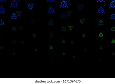 Dark Multicolor vector texture with religion symbols. Illustration with magical signs of spiritual power. Best design halloween events.