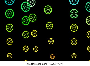 Dark Multicolor vector texture with religion symbols. Illustration with magical signs of spiritual power. Background for esoteric, mystic designs.