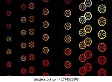 Dark Multicolor vector texture with religion symbols. Colorful vintage illustration with gradient alchemy shapes. Best design halloween events.