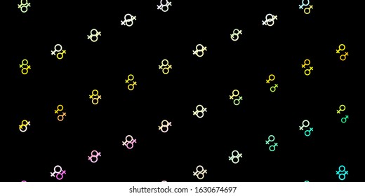 Dark Multicolor vector texture with women's rights symbols. Illustration with signs of women's strength and power. Background for International Women’s Day.