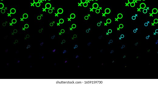 Dark Multicolor vector texture with women's rights symbols. Simple design in abstract style with women’s rights activism. Best design to show the power of women.