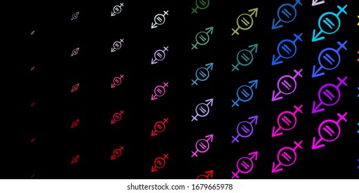 Dark Multicolor vector texture with women's rights symbols. Abstract illustration with a depiction of women's power. Design for International Women’s Day.