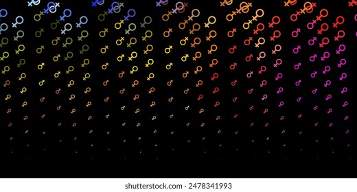 Dark Multicolor vector texture with women's rights symbols. Simple design in abstract style with women’s rights activism. Simple design for your web site.