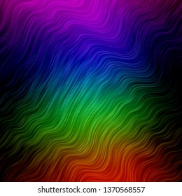 Dark Multicolor vector texture with wry lines. Colorful illustration with curved lines. Template for your UI design.