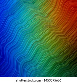 Dark Multicolor vector texture with wry lines. Abstract illustration with gradient bows. Pattern for busines booklets, leaflets