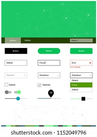 Dark Multicolor vector ui kit in polygonal style with circles. Simple Material Design Kit with colorful triangles, circles. This sample is for your website.