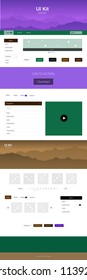 Dark Multicolor vector ui ux kit with hills and rocks. Colorful Style guide with mountains on abstract background. Template for landing pages of leisure.