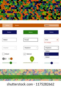 Dark Multicolor vector ui ux kit with circles. Colorful Style guide with circles on abstract background. This template you can use for websites.