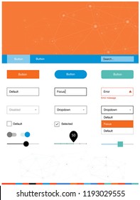 Dark Multicolor vector ui ux kit in triangular style with circles. Ui Ux kit with colorful polygonal background in its header. Beautiful layout for websites, landing pages.