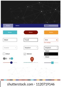 Dark Multicolor vector web ui kit in polygonal style with circles. Colorful ui/ux kit with triangles, circles in header. Modern template for your landing page.
