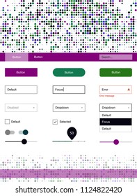 Dark Multicolor vector web ui kit with spheres. Modern Style guide with colorful gradient circles in its header. Modern template for your landing page.