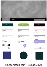 Dark Multicolor vector web ui kit with nebula stars. Beautiful ui ux kit with colorful sky in its header. This sample is for your landing page.