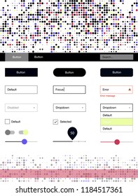 Dark Multicolor vector web ui kit with spheres. Colorful Style guide with circles on abstract background. This template you can use for landing pages.