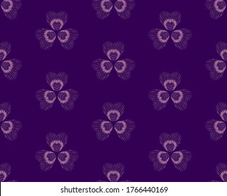 Dunkle mehrfarbige geometrische, nahtlose Muster mit skeletonisierten Kleeblatten. Wiederholen Sie symmetrisches botanisches Muster. Vektorgrafik.