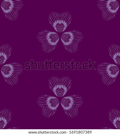 Dark multicolored geometric seamless pattern with skeletonized clover leaves. Repeat symmetrical botanical pattern. Vector illustration.
