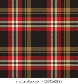 Dark multicolored tartan check plaid illustration for winter flannel shirt, poncho, blanket, throw, or other modern textile print. Seamless plaid texture.
