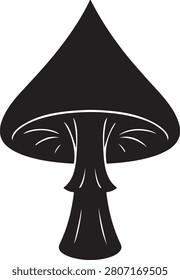 Dark and mysterious Gothic vibe mushroom silhouette vector, perfect for spooky, Halloween, or alternative art.