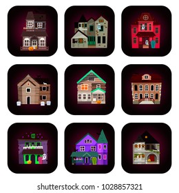 Dark mysterious obscure gloomy terrible witch castle with spooky for Halloween design vector illustration