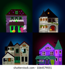 Dark mysterious obscure gloomy terrible witch castle with spooky for Halloween design vector illustration