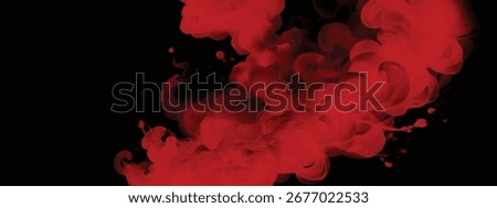 Dark mysterious red smoke cloud swirling in black background atmospheric design
