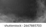 Dark, mysterious water surface glowing with neon light from beneath, shrouded in drifting smoke. Spooky white illumination rises from underwater, with fog and realistic 3D night flare effects.