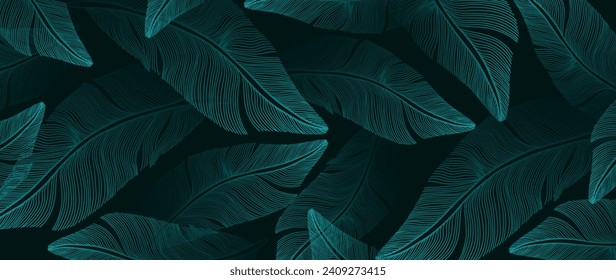 Dark mystical abstract vector background with blue feathers.