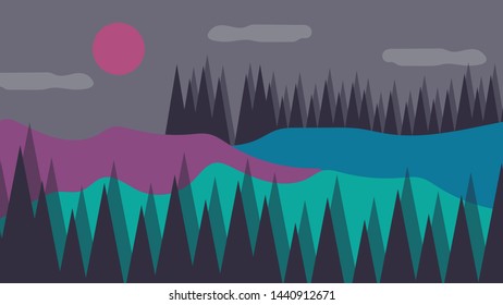 Dark Natural Scenery Landscape Vector