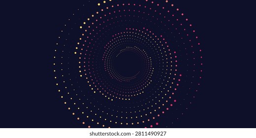 Dark navy bkue background with dots circle pink yellow