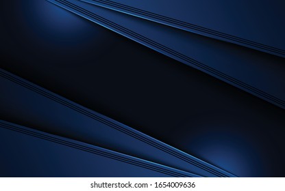 Dark navy blue abstract background with paper cut concept. Texture with shiny light element and geometric overlap layer. Modern dark background.
