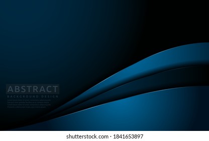 Dark navy blue background with modern abstract shape.