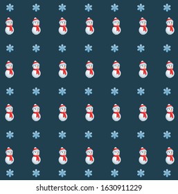 dark navy blue background on snowman flake pattern vector